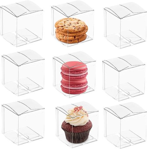 Nicunom 120 PCS Clear Favor Boxes, 2" x 2" x 2" Plastic Favors Boxes Gift Boxes Transparent Cube Boxes Single Individual Packaging for Macaron Candy Minigifts Wedding Party Baby Shower : Amazon.ca: Health & Personal Care Cake Pop Boxes, Clear Favor Boxes, Macaron Packaging, Clear Gift Boxes, Macaron Boxes, Bright Crystal, Lock Design, Cupcake Boxes, Chocolate Bomb