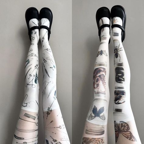 Printed Tights Outfit, Funky Tights, Tights Outfits, Printed Tights, Alt Fashion, Current Styles, Goth Outfits, Fashion Clothes, Pretty Outfits