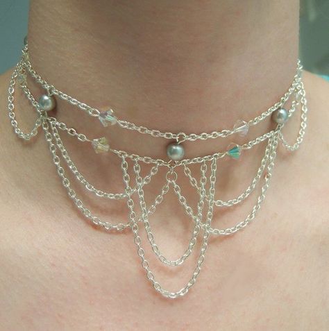 Elven Princess, Fairy Jewelry, Fairy Necklace, Magical Jewelry, Diy Wire Jewelry, Dope Jewelry, Silver Chains, Handmade Wire Jewelry, Crystal Choker