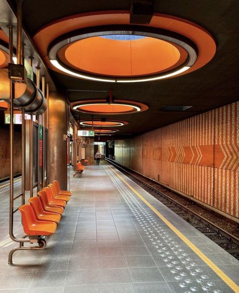 1960s Interior Design, Brutalist Art, Googie Architecture, Train Station Architecture, Futuristic Building, Brutalism Architecture, Concrete Construction, 2023 Photo, Subway Train