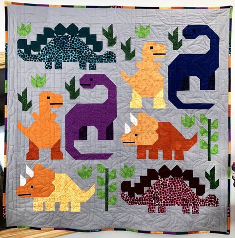 Dinosaur Quilt Block, Dinosaur Quilt, Quilt Blocks Easy, Quilt Block Patterns Free, Quilt Art, Star Quilt Blocks, Summer Quilts, Quilt Block Pattern, Block Pattern