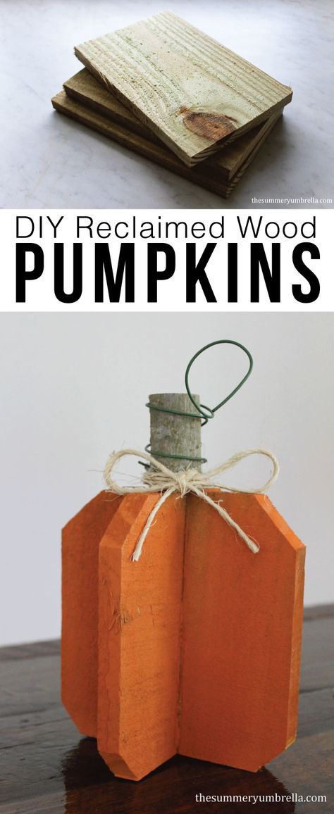 Wood Pumpkins Diy, Easy Diy Fall Crafts, Fall Crafts Decorations, Diy Reclaimed Wood, Fall Wood Crafts, Halloween Decor Diy, Fall Pumpkin Crafts, Rustic Halloween, Wooden Pumpkins