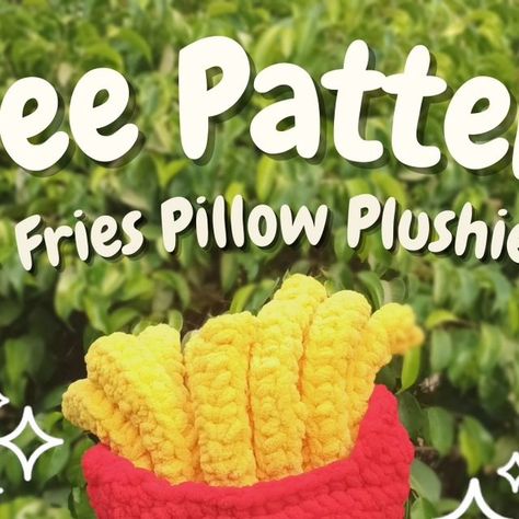 Shushi's Crochet Store ✨ on Instagram: "✨️🍟 FRIES PILLOW PLUSHIE FREE PATTERN 🍟✨️  So this was a custom order that I really liked So I decided to note down the Pattern as I was working on it. I really like how it turned out! 🍟 please feel free to DM if you've got any doubts in the Pattern, I'll be happy to help ♡   I wouldn't recommend beginners to opt for this Pattern because the shaping part requires skill that comes with experience. You'll have to pull the needle with appropriately tension or you'll end up over squishing the Pillow and ruining it's shape :( and it's difficult to undo mistakes done while sewing. So this is just a suggestion.🌸  Don't forget to tag me so that I can share your creation 😍🫶  #freeamigurumipattern #freecrochetpattern #freecrochetpatterns #freepattern #fr Crochet Fries Free Pattern, Potato Crochet Free Pattern, Fries Crochet, Plushie Free Pattern, Knit Food, Mcdonalds Fries, French Potatoes, Food Crochet, Crochet Store