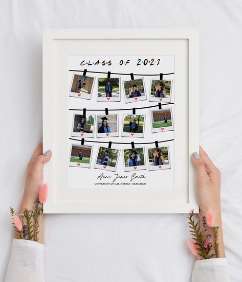 Diy Photo Collage Gift, Graduation Memories Ideas, Photo Collage Diy, Graduation Photo Frame, Graduation Keepsake, Photo Collage Prints, Custom Graduation Gift, Collage Book, Photo Frame Design