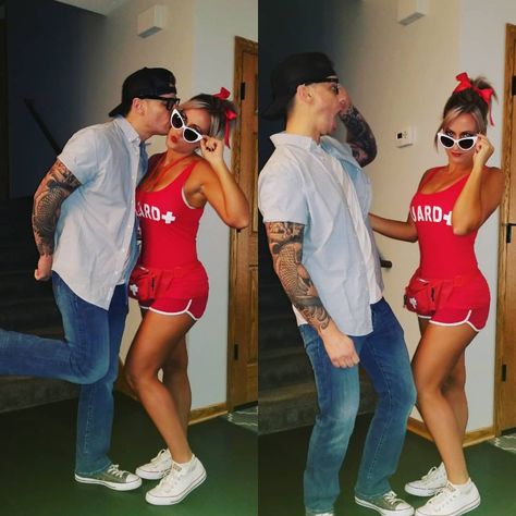 Squints and Wendy Peffercorn from The Sandlot Lifeguard And Squints Costume, Wendy Sandlot Costume, Wendy Peppercorn And Squints Costume, Sandlot Couple Costume, Squints And Wendy Peffercorn Costume, Sandlot Halloween Costumes, Squints And Wendy Costume, Squints Costume, Couple Customes