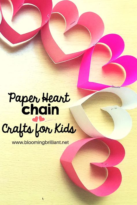 Heart Chain Craft, Paper Heart Chain, Chain Crafts, Easy Valentine Crafts, Sweet Paper, Valentines Crafts, Kid Projects, Paper Chains, Cards Making