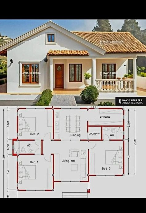 Small House Design Philippines, Small House Blueprints, Bungalow Style House Plans, Affordable House Plans, Thai House, Small House Design Exterior, A Small House, Cottage Style House Plans, Building House Plans Designs