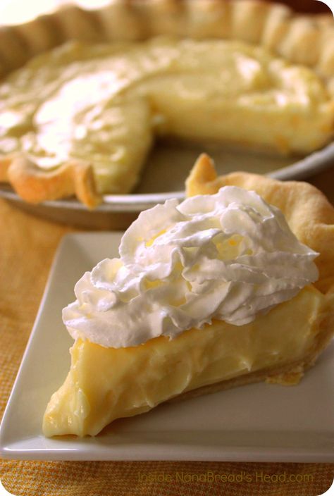 Lemon Sour Cream Pie - Inside NanaBread's Head Sour Cream Lemon Pie Recipe, Sour Cream Pie, Lemon Sour Cream Pie, Lemon Pie Recipe, Slice Of Pie, Cream Pie Recipes, Lemon Meringue Pie, Lemon Pie, Meringue Pie