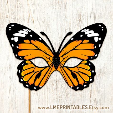 Monarch Butterfly Mask Printable Animal Insect Nymph Halloween - Etsy Forest Ideas, Coloring Mask, Mask Printable, Book Character Day, Animal Halloween Costumes, Butterfly Coloring, Mascaras Halloween, Printable Masks, Butterfly Mask