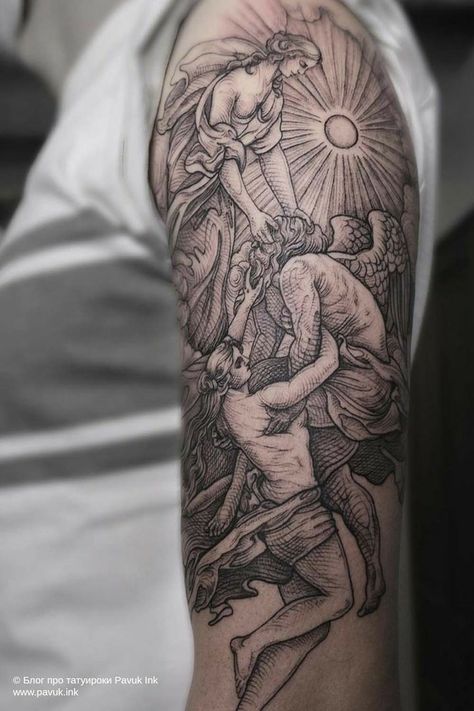 Neoclassical Tattoo, Mosaic Tattoo, Dante And Virgil, Apollo Tattoo, Mens Body Tattoos, Trippy Tattoo, Etching Tattoo, Medieval Tattoo, Engraving Tattoo