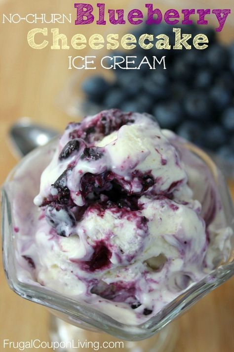 Easy to make, No-Churn Blueberry Cheesecake Ice Cream on Frugal Coupon Living. No Churn Blueberry Ice Cream, Sour Patch Grapes Recipe, Blueberry Cheesecake Ice Cream Recipe, Blueberry Cheesecake Ice Cream, Cheesecake Ice Cream Recipe, Ice Cream No Churn, Blueberry Ice Cream, Grape Recipes, Ice Cream Maker Recipes