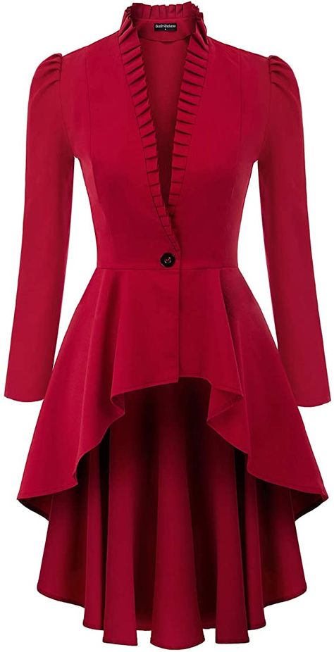 Amazon.com: Women's Gothic Tailcoat Steampunk Jacket Tuxedo Suit Coat Victorian Costume S Red : Clothing, Shoes & Jewelry Victorian Waistcoat, Victorian Jacket, Steampunk Coat, Steampunk Jacket, Long Jackets For Women, Red Clothing, Victorian Costume, Gothic Steampunk, Steampunk Clothing