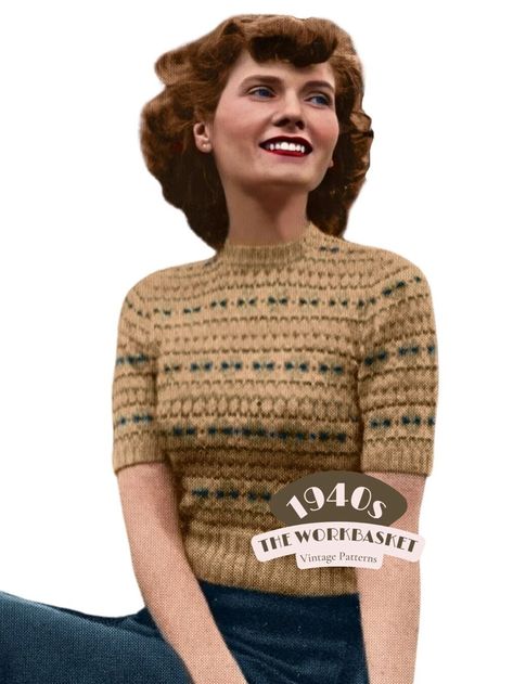 1940s Maggie Fair Isle Jumper and Socks Knitting Pattern - Etsy Canada Jumper Knitting Pattern, Creative Knitting, Fair Isle Knitting Patterns, Sock Knitting Patterns, Fair Isle Knitting, Scarf Knitting Patterns, Vintage Knitting, Vintage Pattern, Fair Isle