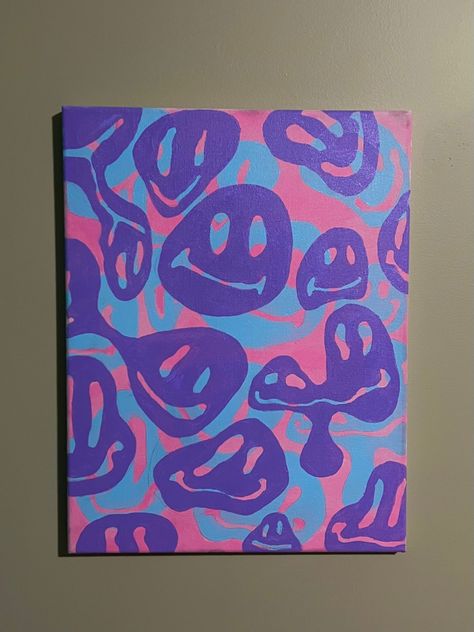 Acrylic paint, inspiration, smile, trippy, painting, idea Large Canvas Painting, Canvas For Beginners, Trippy Painting, Posca Art, Hippie Painting, Cute Canvas Paintings, Canvas Painting Designs, Painting Ideas On Canvas, Cute Paintings