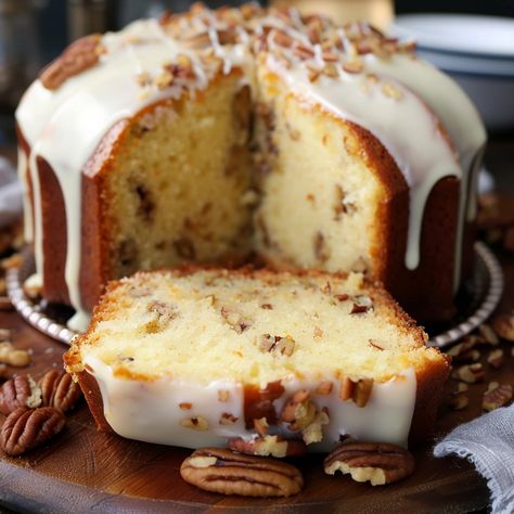 Butter Pecan Pound Cake - Easy DIY Recipes Old School Butter Pecan Pound Cake Recipe, Maple Pecan Pound Cake, Pound Cake Vanilla, Butter Pecan Pound Cake Easy, Old School Butter Pecan Pound Cake, Cookie Butter Pound Cake Recipes, Easy Butter Pecan Cake, Nut Cake Recipes, Pecan Praline Buttermilk Pound Cake