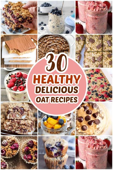 Calling all health-conscious dessert lovers! If you thought healthy eating meant sacrificing your favorite sweet treats, think again. Here’s 30 Delicious Healthy Oat Recipes for heart-healthy and delicious, nutritious oat recipes that prove you can indulge in dessert without feeling guilty. Including healthy overnight oats, easy oat bars and breakfast cookies with oats! Oat Ideas Healthy, Healthy Breakfast Bars Recipes Oats, Easy Recipes With Oats, Healthy Oat Snacks, Healthy Oat Meal Cookies, Are Oats Good For You, Recipes With Oats, Breakfast Cookies Healthy Oatmeal No Bake, Oat Recipes