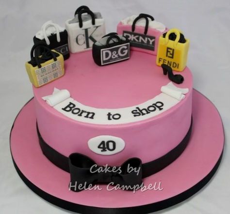 Born To Shop Birthday Cake, Born To Shop Cake, 17th Birthday Cake Ideas, 17th Birthday Cake, 40th Cake, Funny Birthday Cakes, Creative Birthday Cakes, Cakes For Women, Creative Birthday