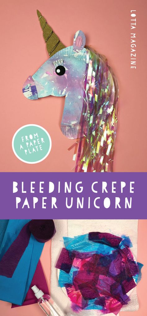 Use bleeding crepe paper process art to add extra magic and fun to this paper plate unicorn. Art Camp Activities, Paper Plate Unicorn, Paper Unicorn, Camp Activities, Art Camp, Magazines For Kids, Camping Activities, Camping Art, School Holidays