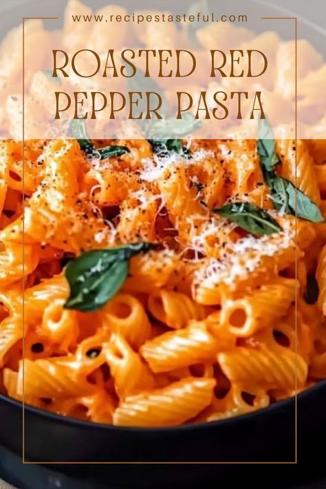 A creamy and flavorful pasta dish featuring roasted red peppers, herbed goat cheese, and fresh spinach, perfect for a quick weeknight dinner. Red Pepper Pesto Pasta, Roasted Red Pepper Pasta With Chicken, Roasted Red Pepper Recipes, Roasted Red Peppers Recipes, Herbed Goat Cheese, Red Pepper Recipes, Scallop Pasta, Roasted Red Pepper Pasta, Goat Cheese Pasta