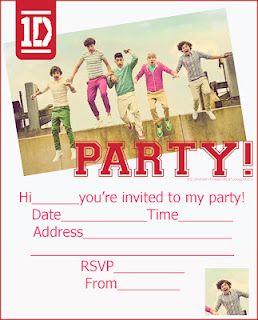 ONE DIRECTION - 1D - INVITATIONS FOR GENERAL BIRTHDAY  PARTY THAT YOU PRINT AND PERSONALISE WITH THE DETAILS OF YOUR OWN PARTY One Direction Party, One Direction Birthday, One Direction Drawings, Sleepover Invitations, Free Printable Birthday Invitations, Free Printable Invitations, One Direction Photos, Party Invitations Printable, Birthday Card Template