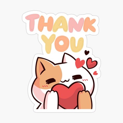 Get my art printed on awesome products. Support me at Redbubble #RBandME: https://www.redbubble.com/i/sticker/Thank-You-Cute-Kawaii-Cat-by-Neos-Clothing/154273356.EJUG5?asc=u Thank You Kawaii, Thank You Cute Cartoon, Thank You Cartoon, Cute Thank You Stickers, Thank You Sticker Design, Cute Thank You, Cat Graphic Design, Muslim Art, Funny Laptop Stickers