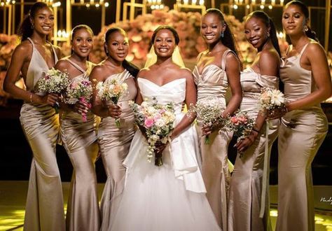 35 Latest Nigerian Bridesmaid Dresses Chief Bridesmaid Dresses Nigerian, Chief Bridesmaid Dresses, Anita Adetoye, Champagne Gold Bridesmaid Dresses, Flared Bridesmaid Dresses, Nigerian Bridesmaid Dresses, Nigerian Dress Styles, African Bridesmaids, Nigerian Dress