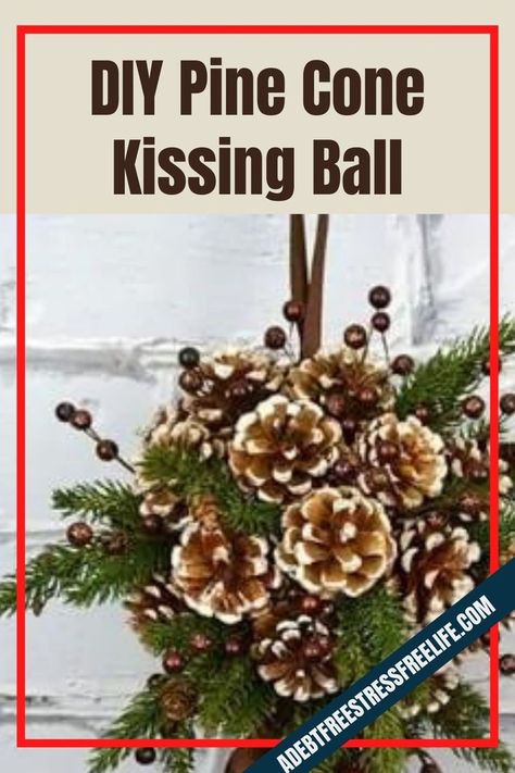 A Mess Free Life is running a series entitled 100 days of debt-free DIY holiday ideas to assist our readers in getting more bang for their buck these holidays. Today’s crafting post is on how to make a DIY pine cone kissing ball, and this is one of those crafting projects that you can play around with to suit your own style. So, round up your supplies and get crafting today. Read our complete tutorial here. #DebtFreeHolidays #PineConeKissingBall #ChristmasDecorations #Christmas Pine Cone Kissing Ball, Diy Holiday Ideas, Diy Kissing Ball, Kissing Balls, Frugal Christmas, Traditional Wreath, Diy Pinecone, Kissing Ball, Christmas Planning