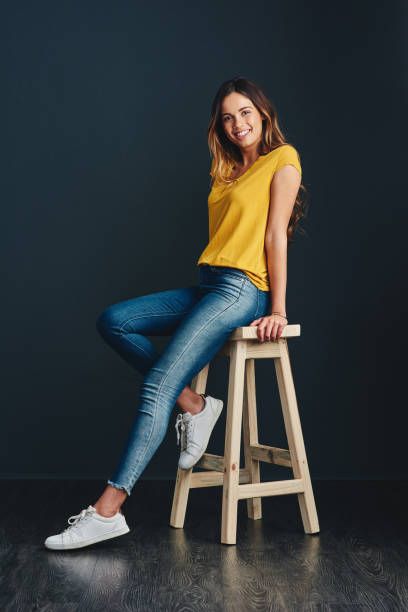 13,929 Woman Stool Stock Photos, Pictures & Royalty-Free Images - iStock Indoor Senior Pictures, Western Fashion Photoshoot, Female Modeling Poses, Female Portrait Poses, Western Photography, Chair Pose, Graduation Photography Poses, Senior Portrait Poses, Studio Portrait Photography