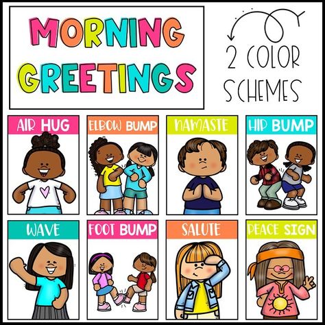 First Grade Lemonade on Instagram: “Product UPDATE ⭐️For those who own my Morning Greeting Posters, go redownload! I have added a new color scheme and 2 ‘Morning Greeting’…” Classroom Greetings, Preschool Classroom Rules, Morning Routine Kids, Morning School, School Counseling Activities, Classroom Goals, Clutter Free Classroom, Greeting Sign, Greeting Poster