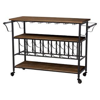 Dining Room : Bar Carts : Target Wine Bar Cart, Rustic Industrial Kitchen, Wood Mobile, Wine Cart, Wood Bar Cart, Wine Glass Storage, Built In Wine Rack, Mobile Kitchen, Industrial Style Kitchen