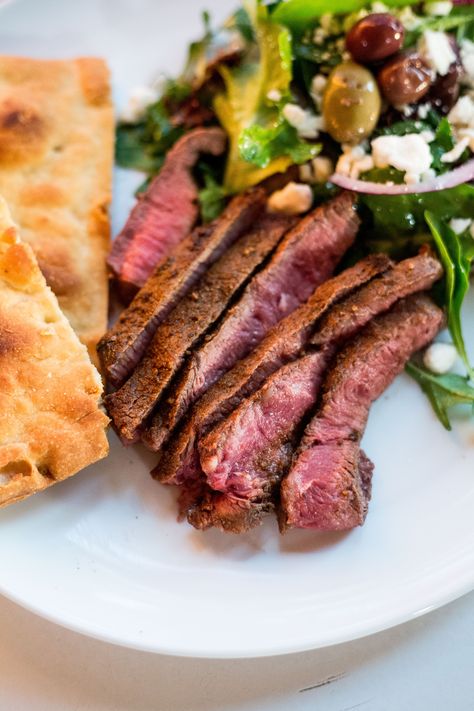 Mediterranean Steak Salad, Steak Greek Salad, Steak Bleu Cheese Salad, Grilled Skirt Steak With Lemon Herb Couscous Salad, Balsamic Steak Gorgonzola Salad, Greek Salad Dressing, Salad Mixed Greens, Flat Iron Steak, Sliced Steak