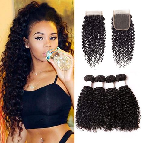 Curly Hair With Middle Part, Middle Part Closure, Curly Hair Weave, Curly Weave, Curly Weave Hairstyles, Girls Short Haircuts, Asymmetrical Pixie, Curly Weaves, Cute Short Haircuts