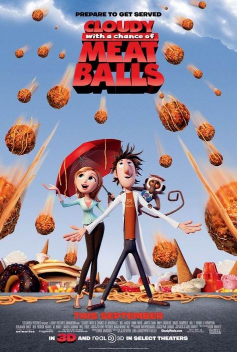 Very Funny. Cloudy Meatballs, Rain Food, Meatballs Movie, Flint Lockwood, Best Animated Movies, Sony Animation, Poster Animation, End Of Watch, Wild Weather