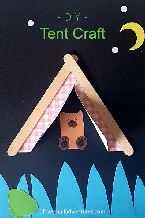 Popsicle Stick Tent, Tent Craft, Camping Craft, Cute Camping, Craft To Make, Free Printable Math Worksheets, Diy Tent, Nature Camping, Can't Sleep