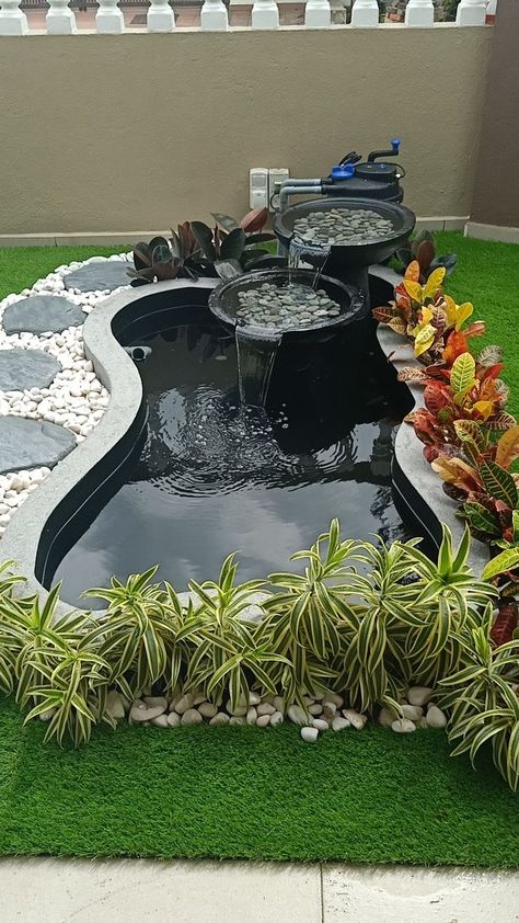 latest small pond decoration ideas Garden Ponds Ideas, Garden Fountain Ideas, Ponds Ideas, Small Fish Pond, Fish Ponds Backyard, Small Backyard Ponds, Diy Ponds Backyard, Koi Pond Design, Pond Decorations