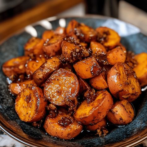 Cinnamon Maple Roasted Sweet Potatoes feature tender, caramelized chunks coated in a rich maple syrup glaze with warm cinnamon. Sweet Potato With Maple Syrup Recipes, Maple Glaze Sweet Potatoes, Maple Glazed Sweet Potatoes, Sweet Potato Oven, Maple Syrup Glaze, Maple Sweet Potatoes, Molasses Recipes, Glazed Sweet Potatoes, Maple Syrup Recipes