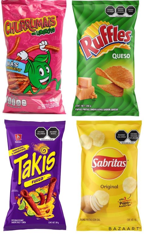 #papitas Mexican Candy, Junk Food Snacks, Cute Snacks, Candy Store, Flower Art Painting, Healthy Happy, Junk Food, Mochi, Chip Bag