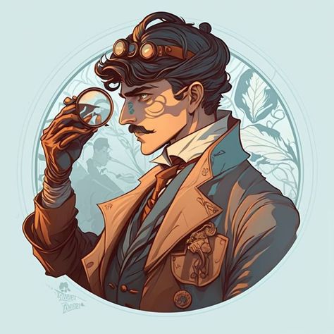 Timekeeper Character Design, Train Conductor Character Art, Steam Punk Character Design Male, Biologist Character Design, Artificers Dnd, Dnd Tinkerer, Inventor Rpg, Human Artificer Male, Artificer Character Art