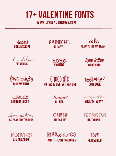 Snatch up these free and lovely Valentine Fonts from www.livelaughrowe.com Valentine Fonts, Valentine Font, Romantic Fonts, Heart Font, Aesthetic Fonts, Valentine's Day Quotes, Favorite Fonts, Cricut Fonts, Cute Fonts