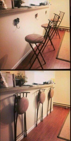 Image result for attached swing bar stool Bar Stools Diy, Camper Traveling, Foldable Bar Stools, Diy Stools, Small Spaces Ideas, Diy Floors, Folding Bar Stools, Diy Bar Stools, Folding Bar