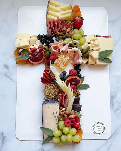 Cross Shaped Charcuterie Board, Christian Charcuterie Board, Cross Charcuterie Board, Baptism Charcuterie Board, First Communion Charcuterie Board, First Communion Food Ideas, Cross Charcuterie Board Ideas, First Communion Food, Baptism Party Food