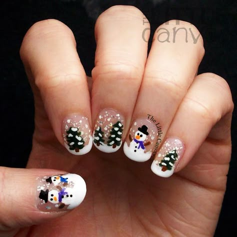 Globe Nails, Snow Globe Nails, Nail Routine, Snowman Nails, Snow Nails, Tree Nails, Cute Christmas Nails, Christmas Gel Nails, Christmas Nail Art Designs