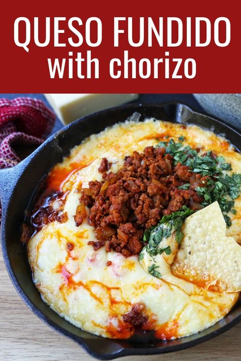 Mexican Onions, Queso Fundido With Chorizo, Appetizers Mexican, Sausage Appetizer Recipes, Queso Fundido Recipe, Fundido Recipe, Mexican Appetizer, Mexican Chorizo, Mexican Appetizers