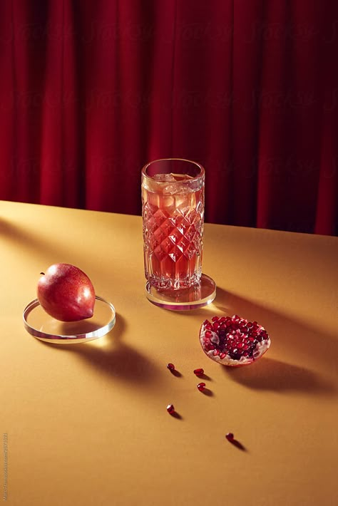 Glass Of Pomegranate Juice And Fresh Fruits On Table by Marc Tran Juice Branding, Cocktail Photography, Food Photoshoot, Food Drink Photography, Food Ads, Pomegranate Juice, Recipes From Heaven, Food Poster, Advertising Photography