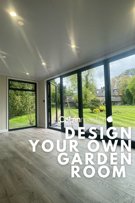 design your own garden room or garden building with cabin master Garden Room Pitched Roof, Garden Room Interiors Ideas, Garden Room With Mezzanine, Garden Rooms, Conservatory With Bifold Doors, Composite Garden Room, Oak Framed Garden Room, Garden Room Interiors, Insulated Garden Room