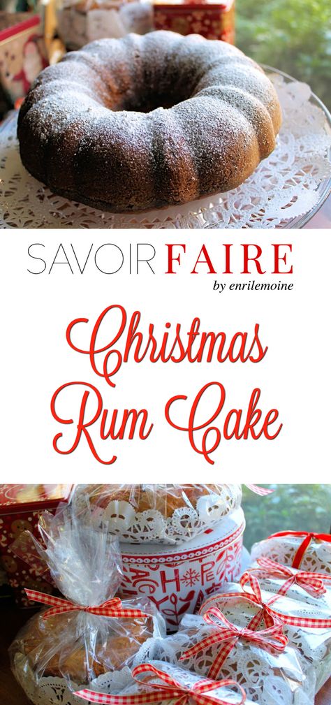 This Christmas Rum Cake recipe is a must for the holidays. If stored in a tin or tightly closed container, this delicious Rum Cake can be kept fresh for several weeks. Click for the step-by-step recipe. Thank you! via @enrilemoine Cake Wrapping Ideas, Christmas Rum Cake, Black Cake Recipe, Rum Cake Recipe, Rum Cake, Bundt Cakes, Gift Cake, Caribbean Recipes, Frosting Recipes