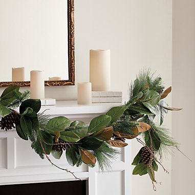 Magnolia Garland Christmas Mantel, Magnolia And Pine Garland, Eucalyptus And Pine Garland, Magnolia Christmas Garland, Magnolia Garland Mantle, Magnolia Christmas Decor Ideas, Magnolia Garland Christmas, Magnolia Table Decor, Magnolia Decor Ideas