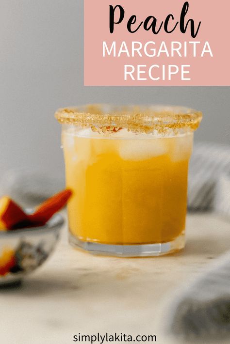 Homemade Peach Margaritas, Easy Peach Margarita Recipe, Peach Margarita Recipes, Peach Margaritas, Cocktail Recipes For A Crowd, Easy Margarita Recipe, Peach Margarita, Easy Margarita, Peach Preserves