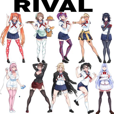 Yandere Simulator Official Art, All Yandere Simulator Characters, Yandere Simulator Redesign, Rivals Poses, Yandere Simulator Fan Art, Yandere Simulator Characters, Small Kids Room, Drama Ideas, Literature Club