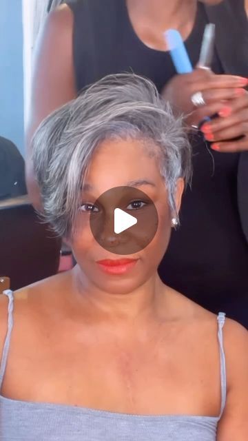 VoiceOfHair ®️ on Instagram: "⁣⁣
Turning Grey into Gorgeous 👩🏾‍🦳✨⁣⁣
⁣⁣⁣
@najahliketheriversalon snapped on this transformation😍 The cut is so chic and her salt and pepper color makes the cut stand out✂️ And she is still relaxer free🔥
⁣⁣⁣
Does this make you want to go? ✨ #voiceofhair⁣⁣⁣
⁣⁣⁣
#atlcolorist #atlhairstylist #shorthairdontcare #silverhair #grayhair #greyhair #wandcurls #curlygirls #saltandpepperhair #bigchop #silkpress" Short Salt And Pepper Hair, Natural Gray Hair Over 50 Black Women, Short Grey Hairstyles, Grey Hair Topper, Alopecia Hairstyles, Grey Hair Over 50, Salt And Pepper Hair, Natural Gray Hair, Pepper Color